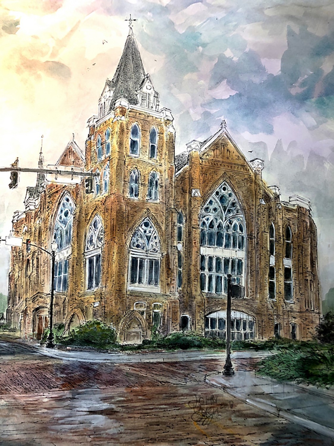 Marvin Methodist big watercolor summer 2018 JOhn R York web